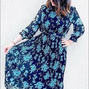 Zara Pleated Print Dress